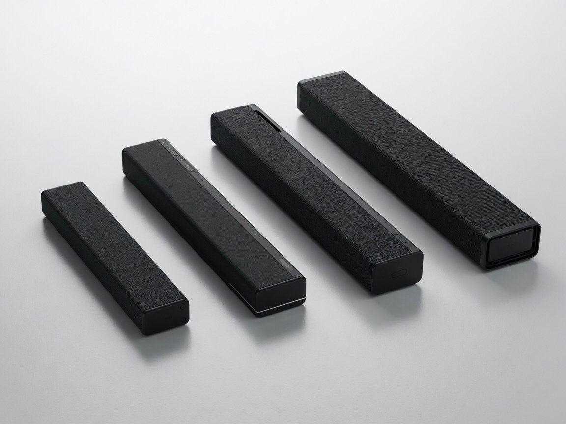 Bose soundbar lineup comparison 2026 showing Smart Ultra Soundbar 900 600 and 300 models arranged by size on neutral background