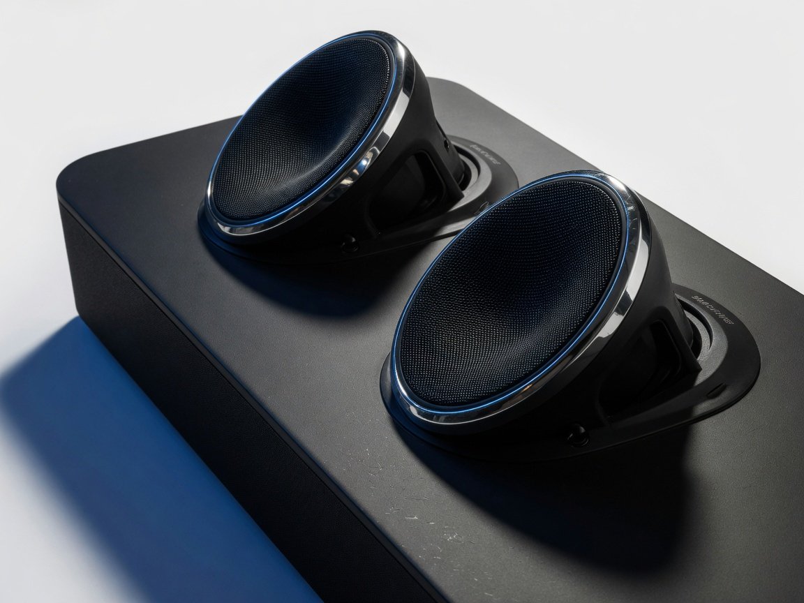 Close-up of LG soundbar up-firing Dolby Atmos drivers showing dedicated height channel hardware configuration